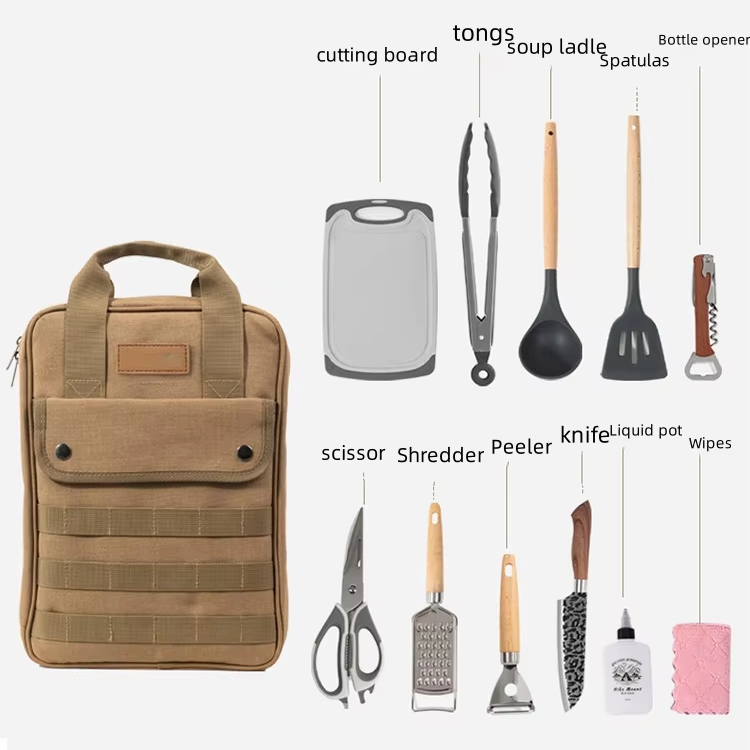 Camping Cooking Utensil Bag - Conjunto de utensílios de cozinha para
