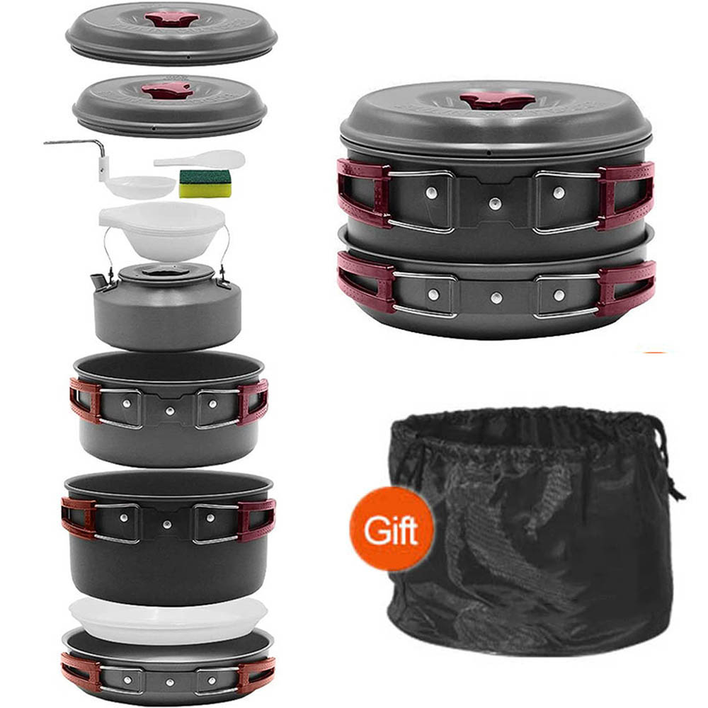 Camping Cooking Set With Bag - Conjunto de cozinha portátil ao ar