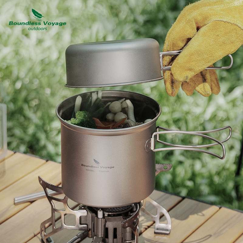 Camping Cooking Light - Conjunto de Panela Dobrável de Titânio
