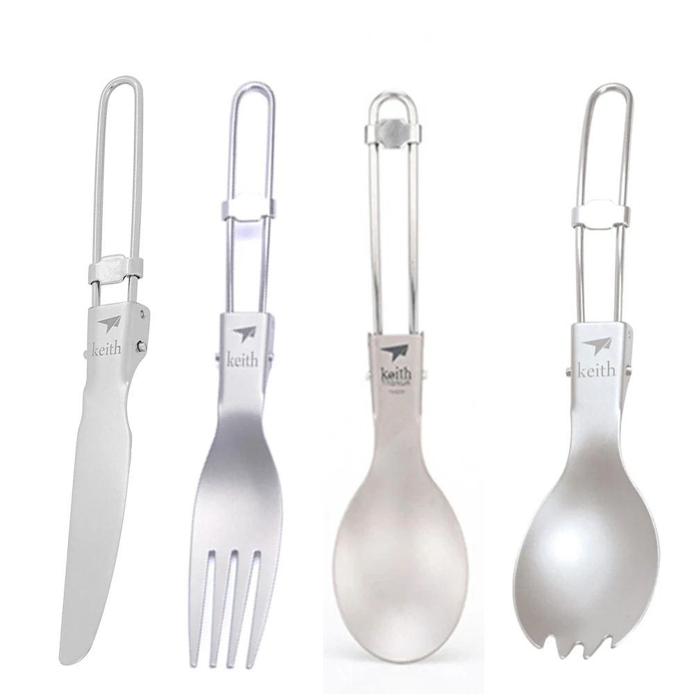 Camping Cooking Cutlery Set - Keith colher dobrável de titânio ao