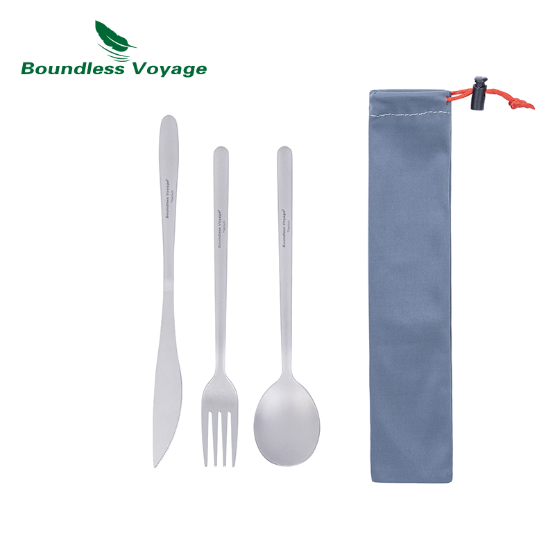 Camping Cooking Cutlery Set - Boundless Voyage-Titanium Dinner Set, Camping Talheres,