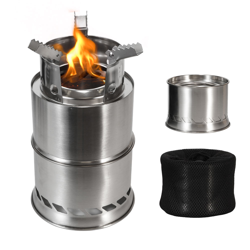 Camping Double Cooking Stove - Fogão Portátil a Lenha para Acampamento