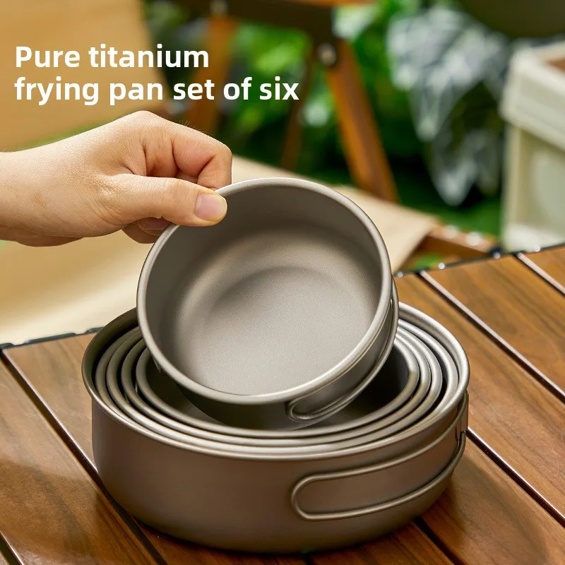 Camping Cooking Set With Bag - Conjunto de panela de titânio ao