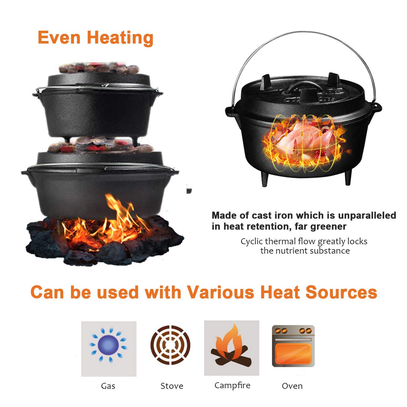 Forno holandês de acampamento  - Camping Cooking Dutch Oven avaliação e preço