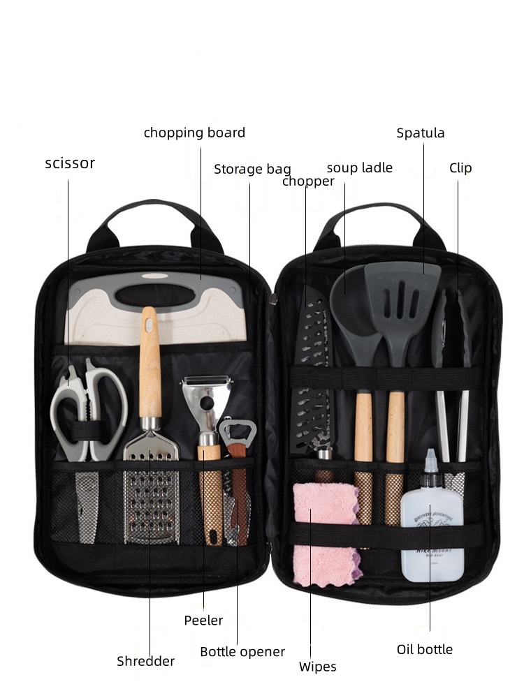Conjunto de utensílios de cozi - Camping Cooking Utensil Bag avaliação e preço
