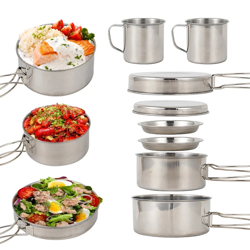 8 pçs/set panelas de acampamen - Camping Cooking Utensil Bag avaliação e preço