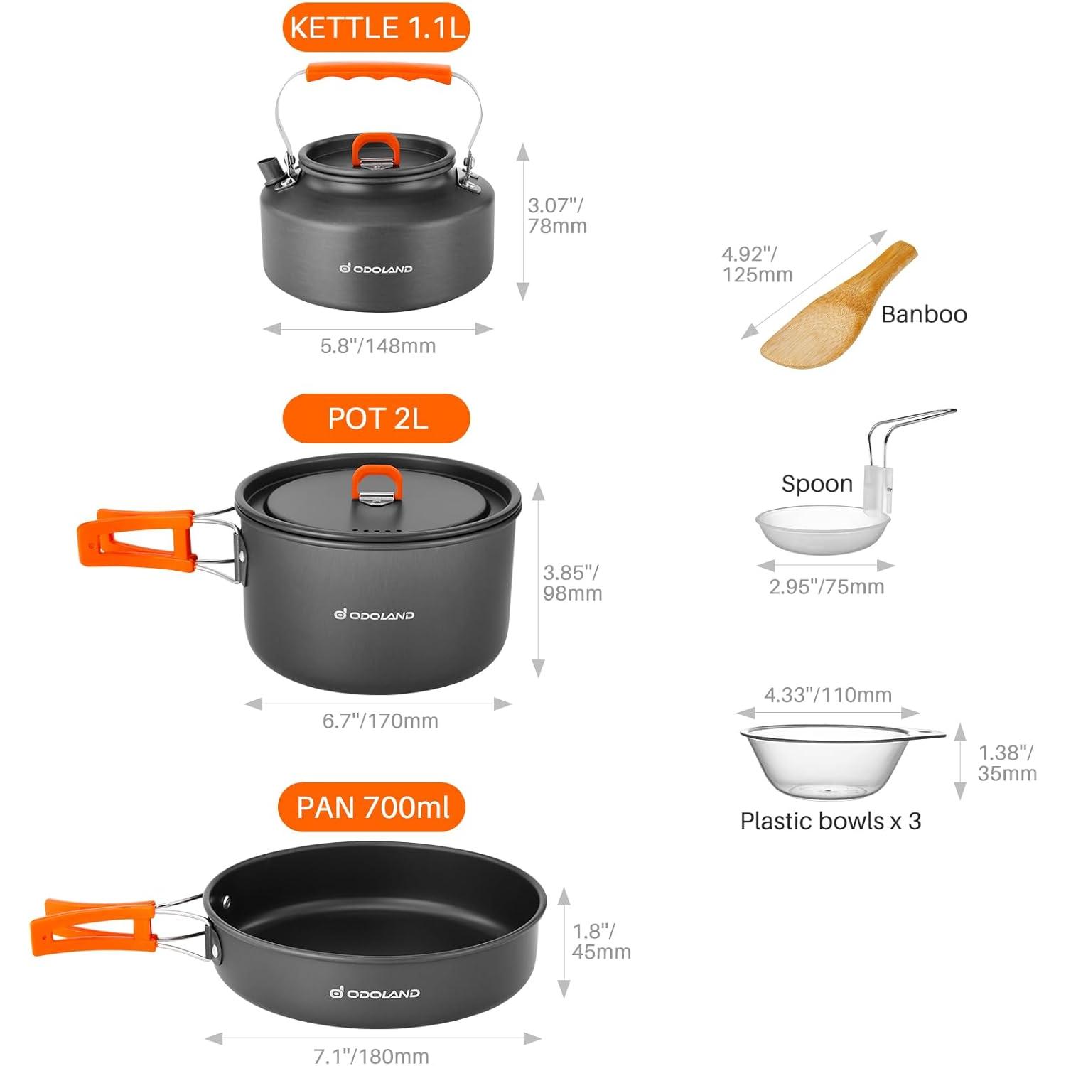 Odoland Conjunto de Utensílios - Camping Cooking Set Large avaliação e preço