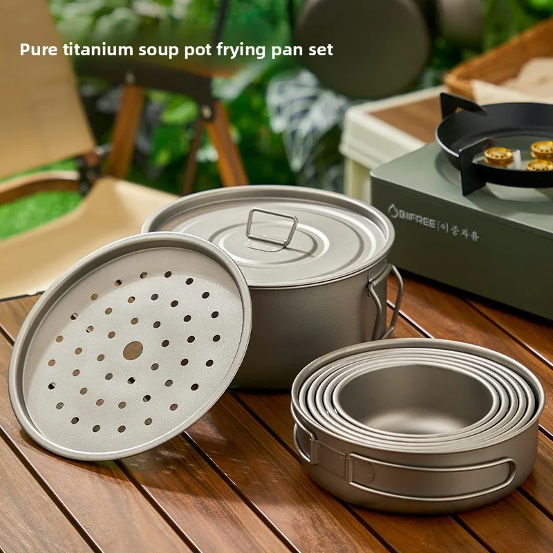 Conjunto de panela de titânio  - Camping Cooking Set With Bag avaliação e preço